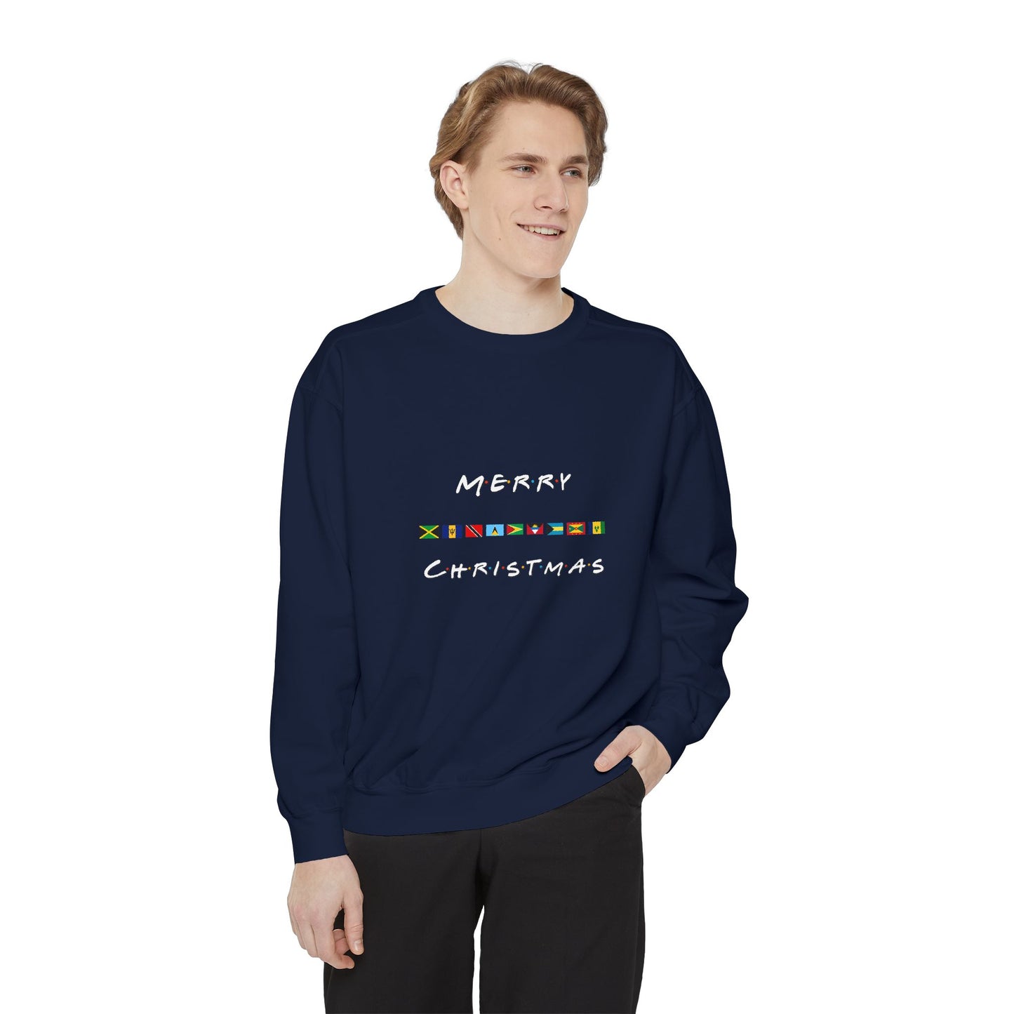 Merry Christmas Caribbean Flags Friends TV Show Font  Sweatshirt | Men's And Women's