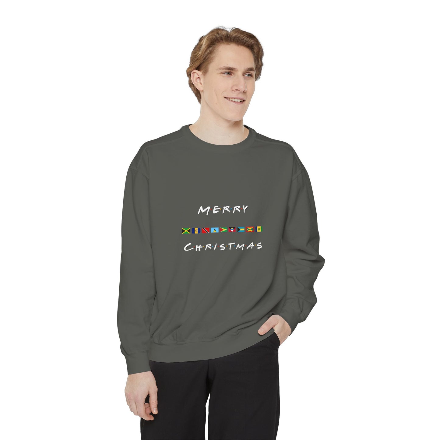 Merry Christmas Caribbean Flags Friends TV Show Font  Sweatshirt | Men's And Women's