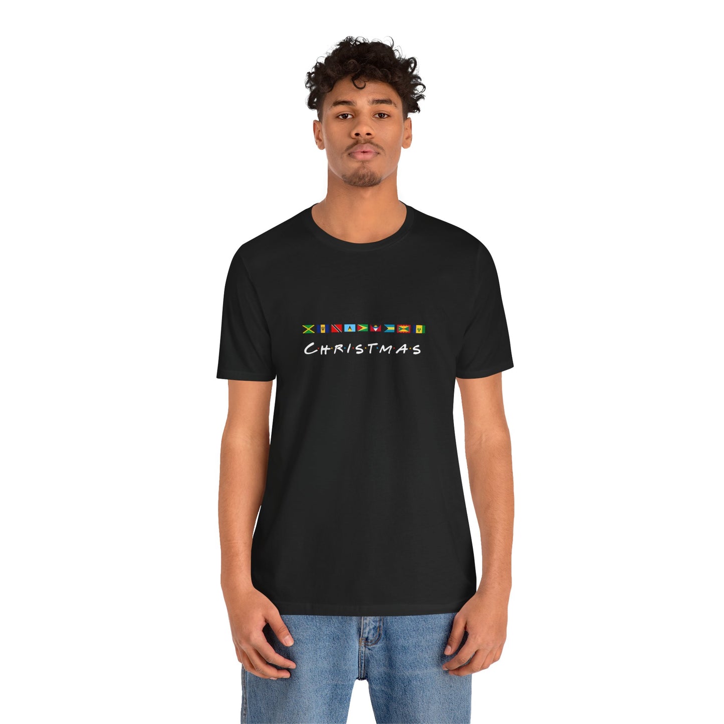 Christmas Caribbean Flags  Friends TV Show Font T-Shirt | Men's And Women's