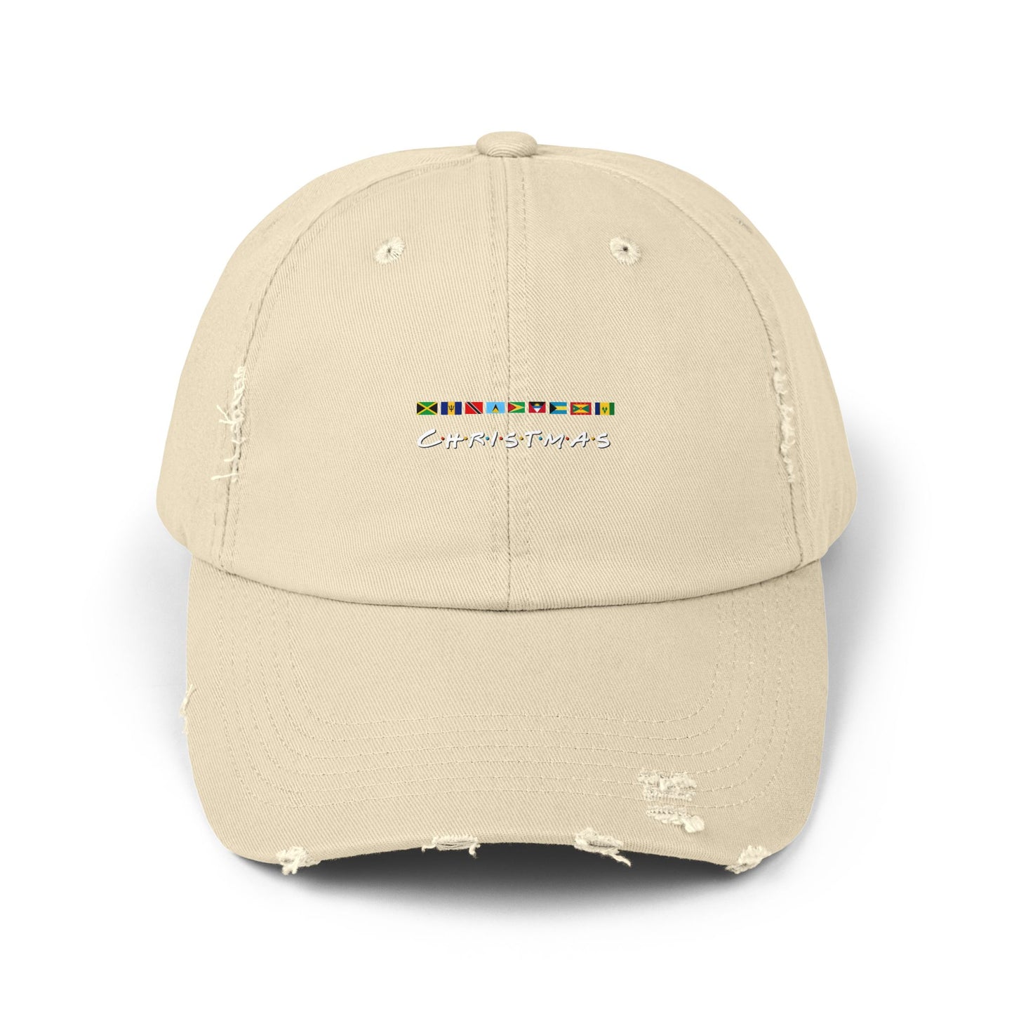 Christmas Caribbean Flags Friends TV Show Font Distress Cap | Men's And Women's