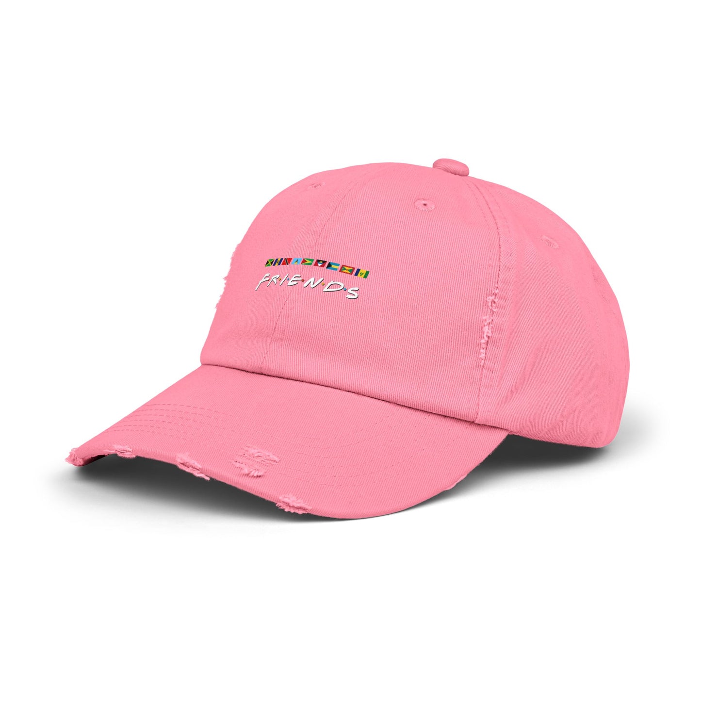 Friends TV Show Font Caribbean Flags Distress Cap | Men's And Women's