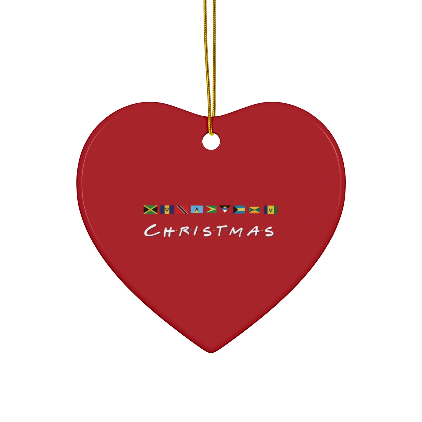 Christmas Caribbean Flags Friends TV Show Font | Ceramic Ornament, Heart Shape