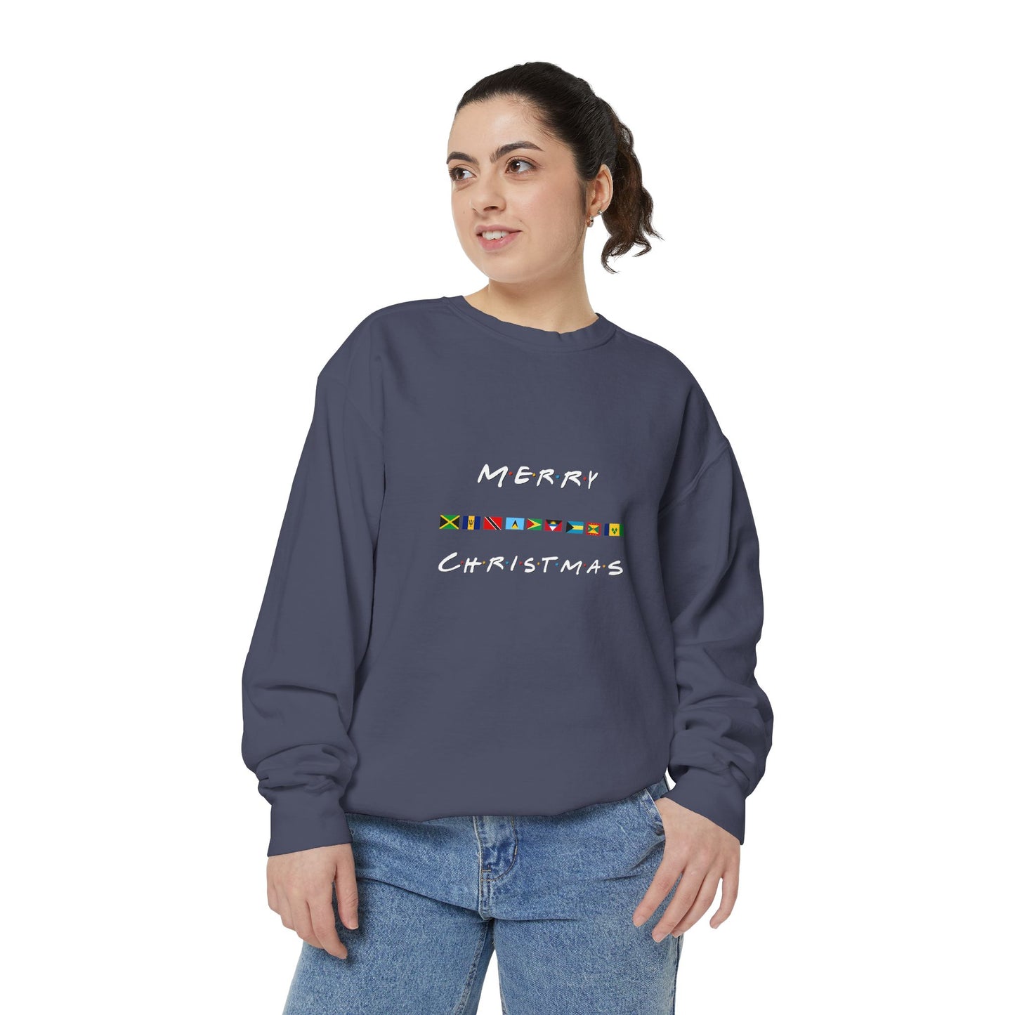 Merry Christmas Caribbean Flags Friends TV Show Font  Sweatshirt | Men's And Women's