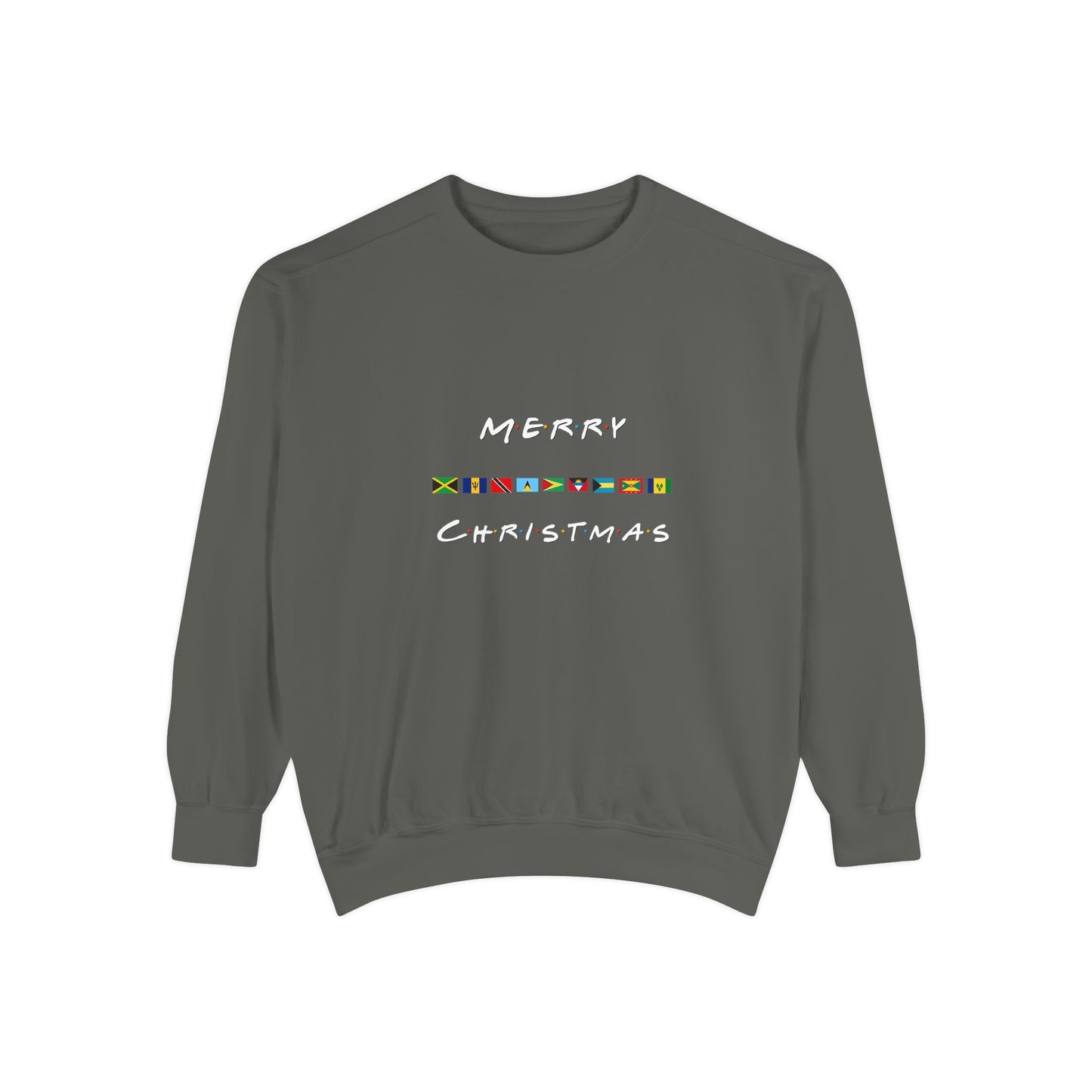 Merry Christmas Caribbean Flags Friends TV Show Font  Sweatshirt | Men's And Women's