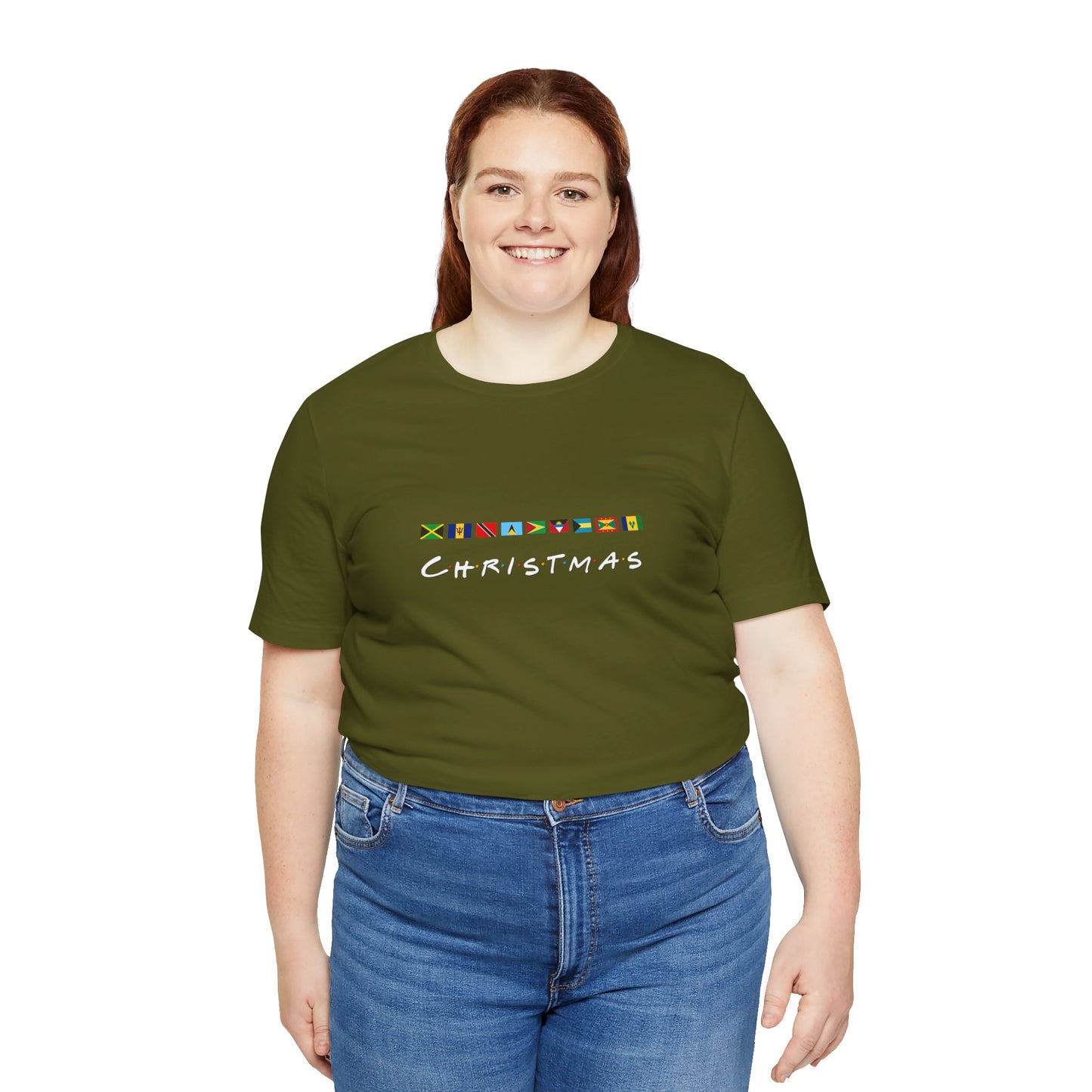 Christmas Caribbean Flags  Friends TV Show Font T-Shirt | Men's And Women's