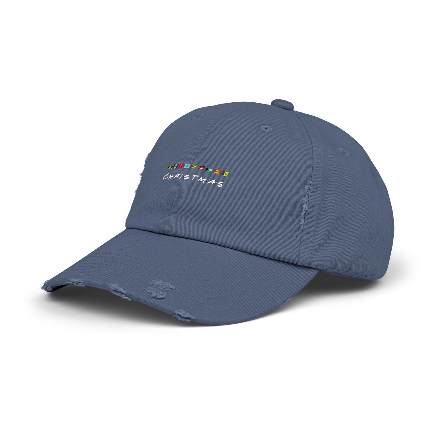 Christmas Caribbean Flags Friends TV Show Font Distress Cap | Men's And Women's