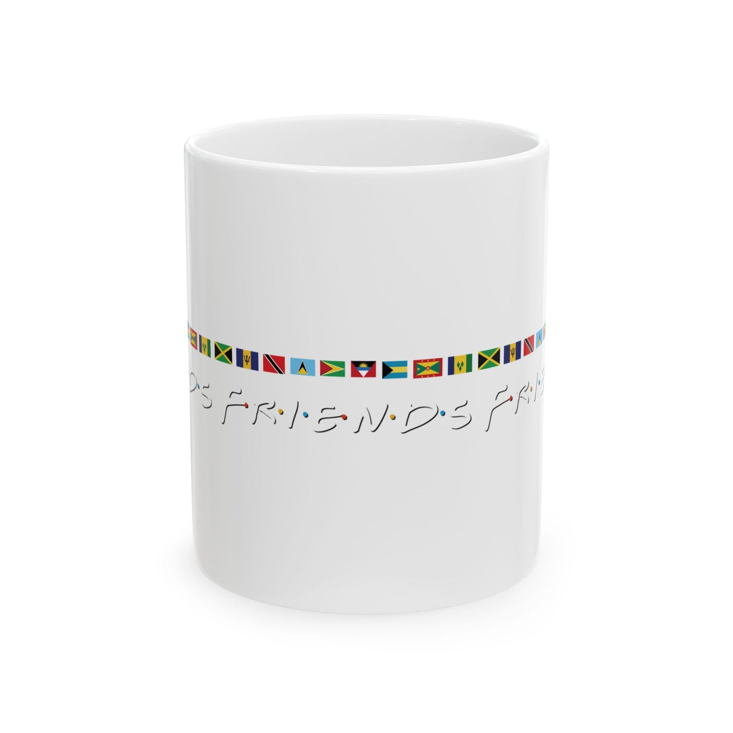 Friends TV Show Font Caribbean Flags | Ceramic Mug, (11oz)