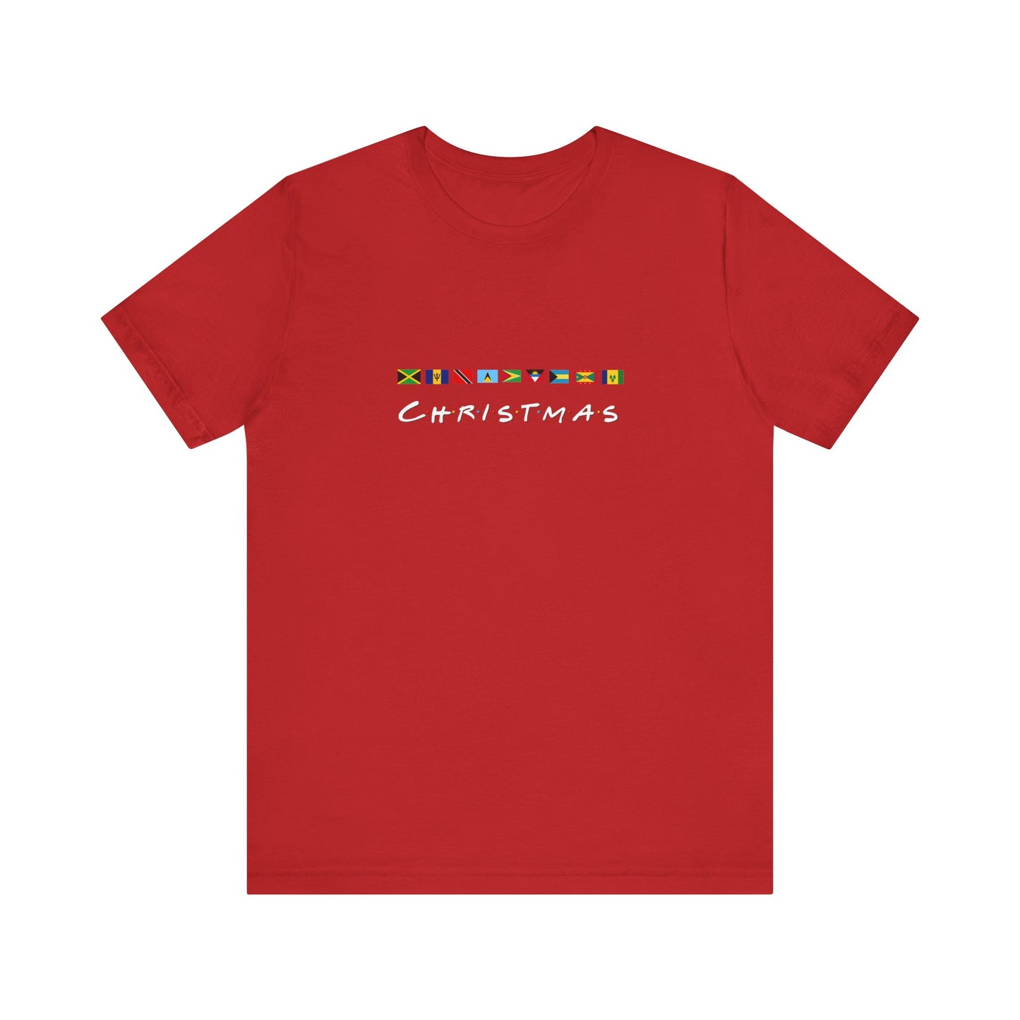 Christmas Caribbean Flags  Friends TV Show Font T-Shirt | Men's And Women's