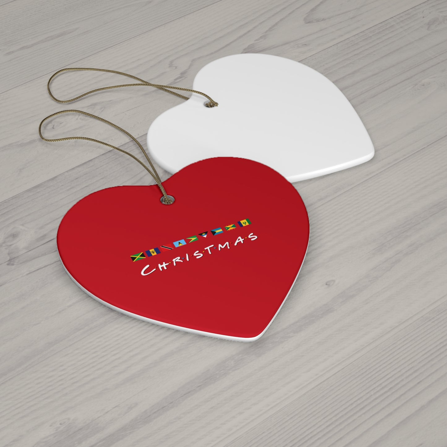 Christmas Caribbean Flags Friends TV Show Font | Ceramic Ornament, Heart Shape