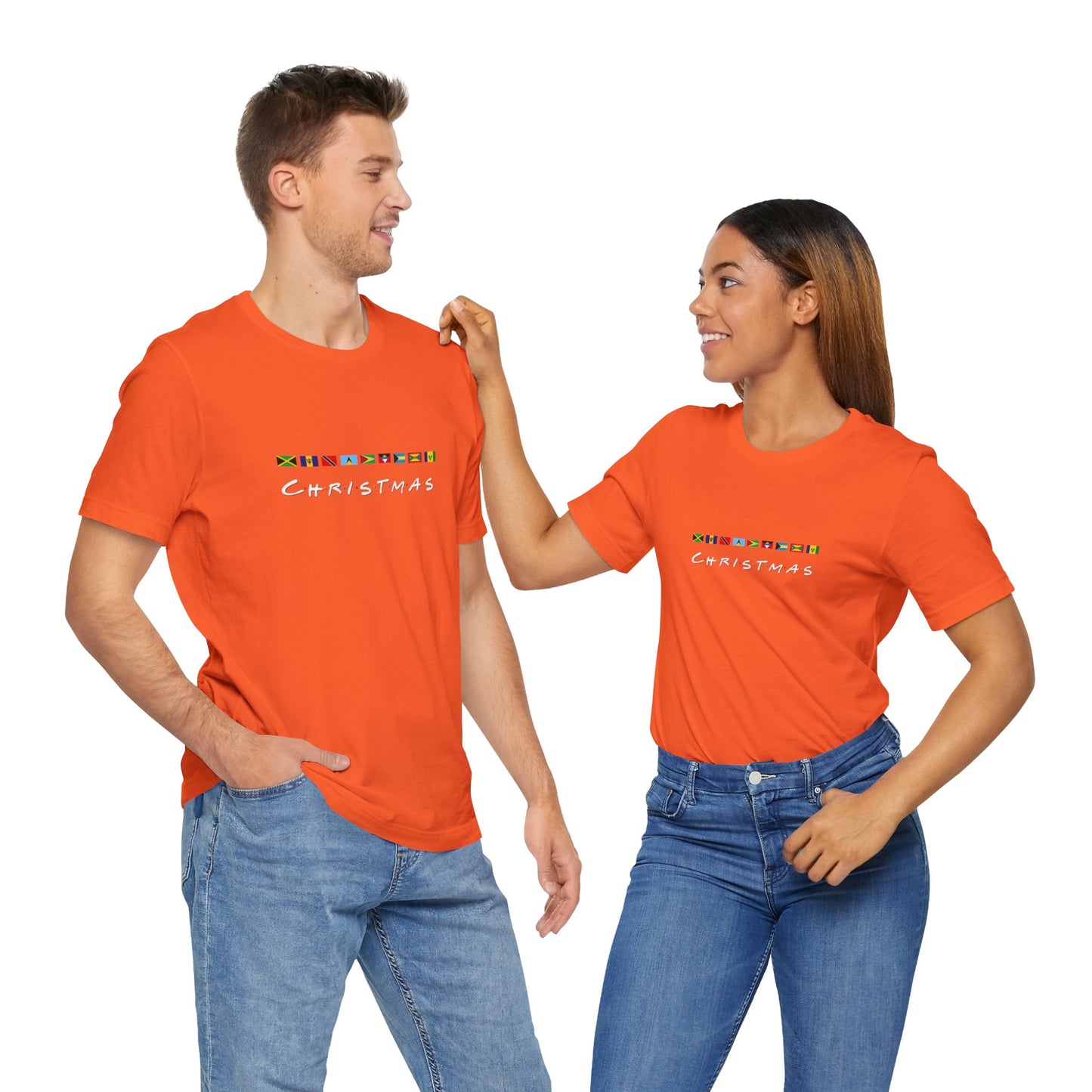 Christmas Caribbean Flags  Friends TV Show Font T-Shirt | Men's And Women's