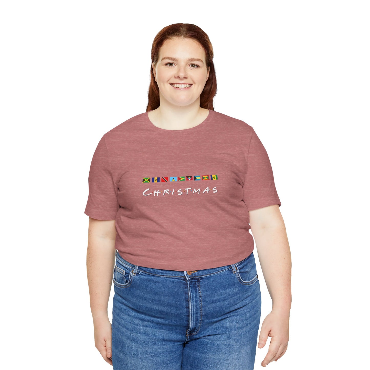 Christmas Caribbean Flags  Friends TV Show Font T-Shirt | Men's And Women's