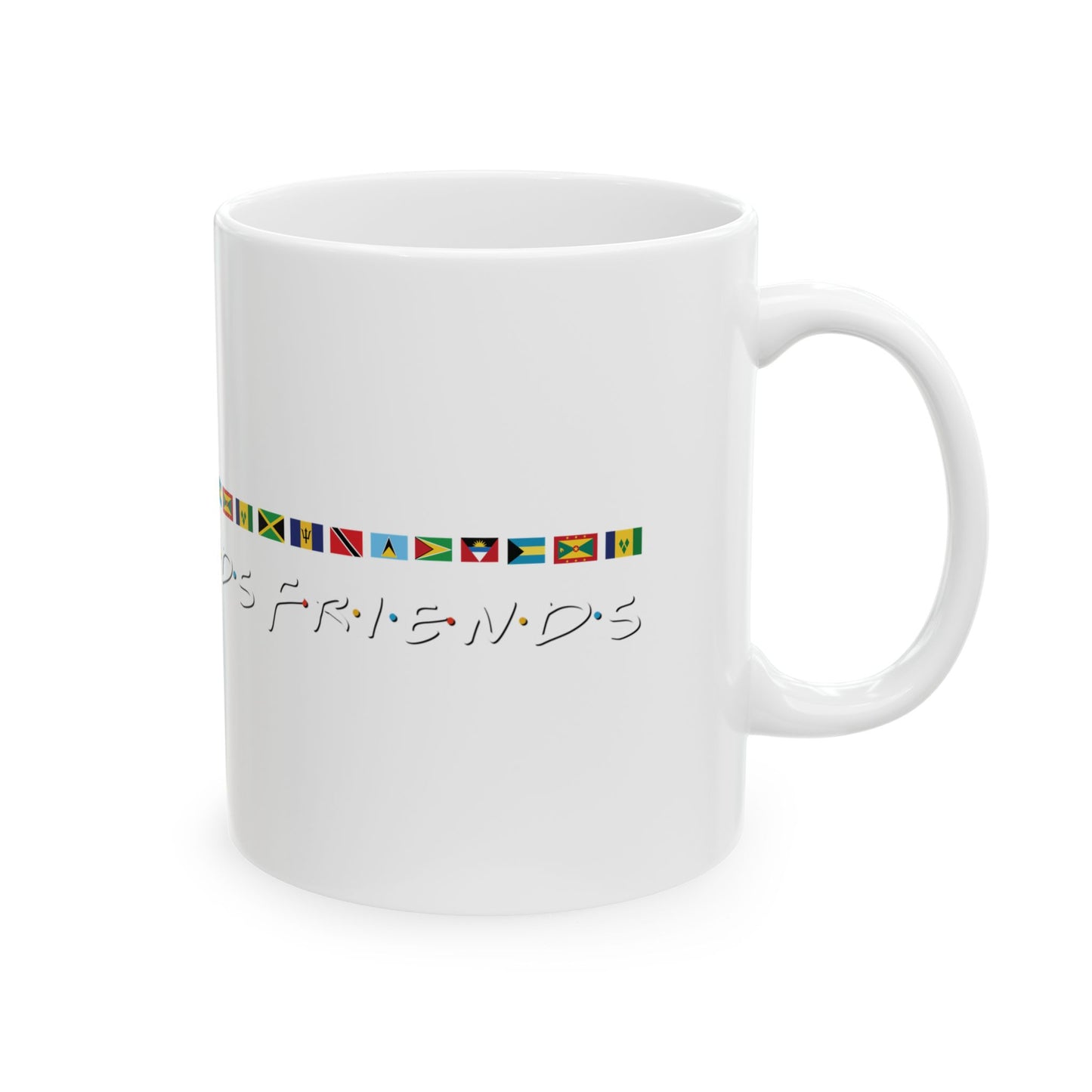 Friends TV Show Font Caribbean Flags | Ceramic Mug, (11oz)