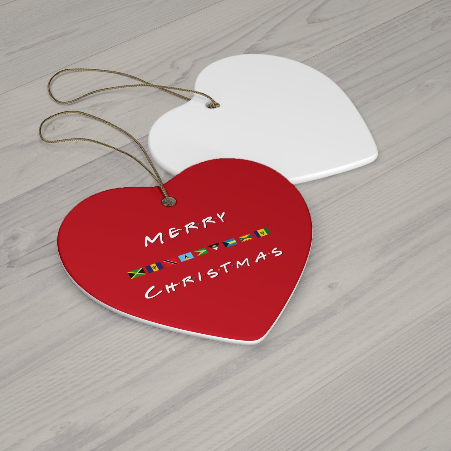 Merry Christmas Caribbean Flags Friends TV Show Font | Ceramic Ornament, 4 Shapes