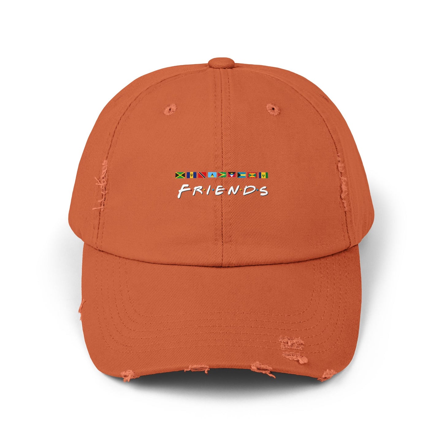 Friends TV Show Font Caribbean Flags Distress Cap | Men's And Women's