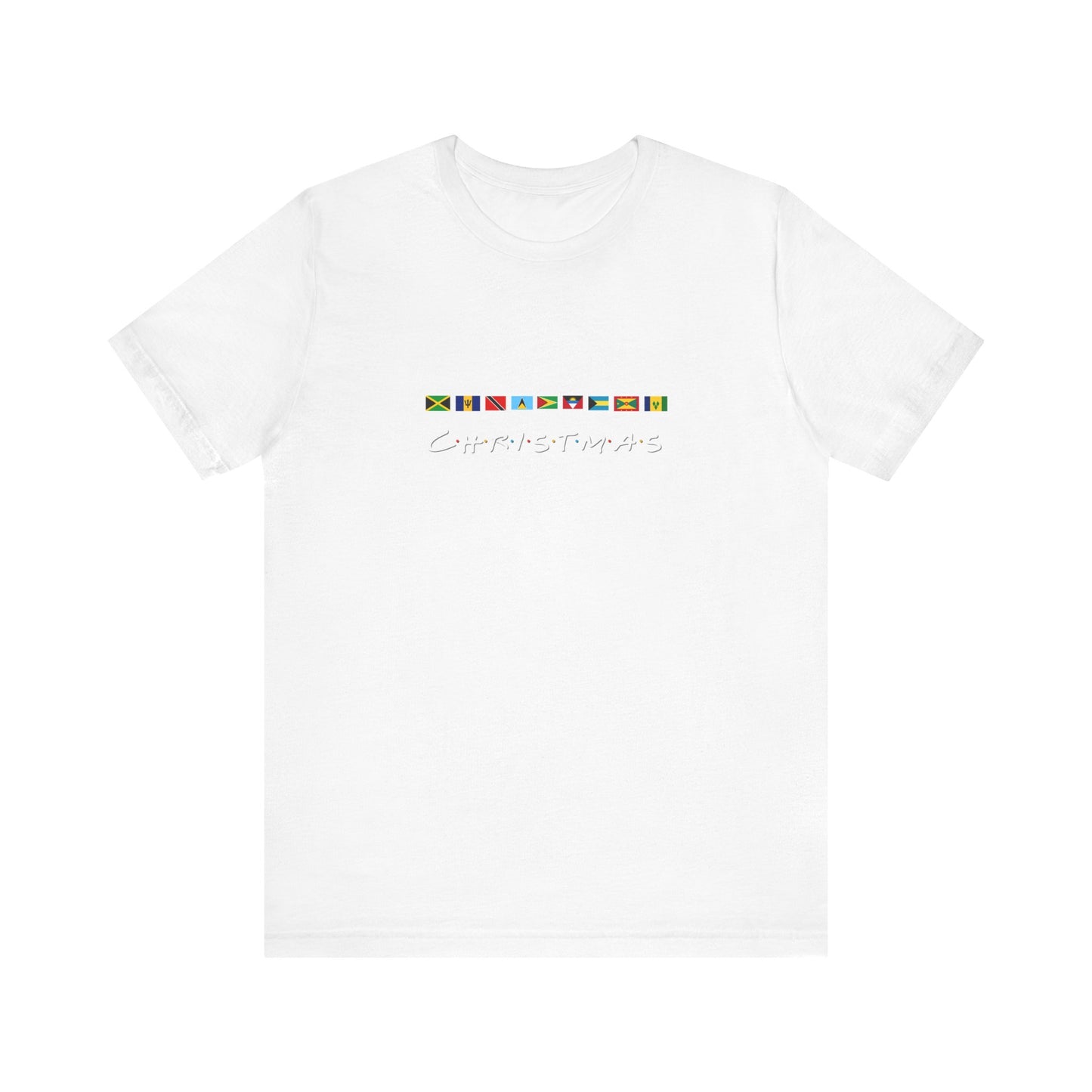 Christmas Caribbean Flags  Friends TV Show Font T-Shirt | Men's And Women's