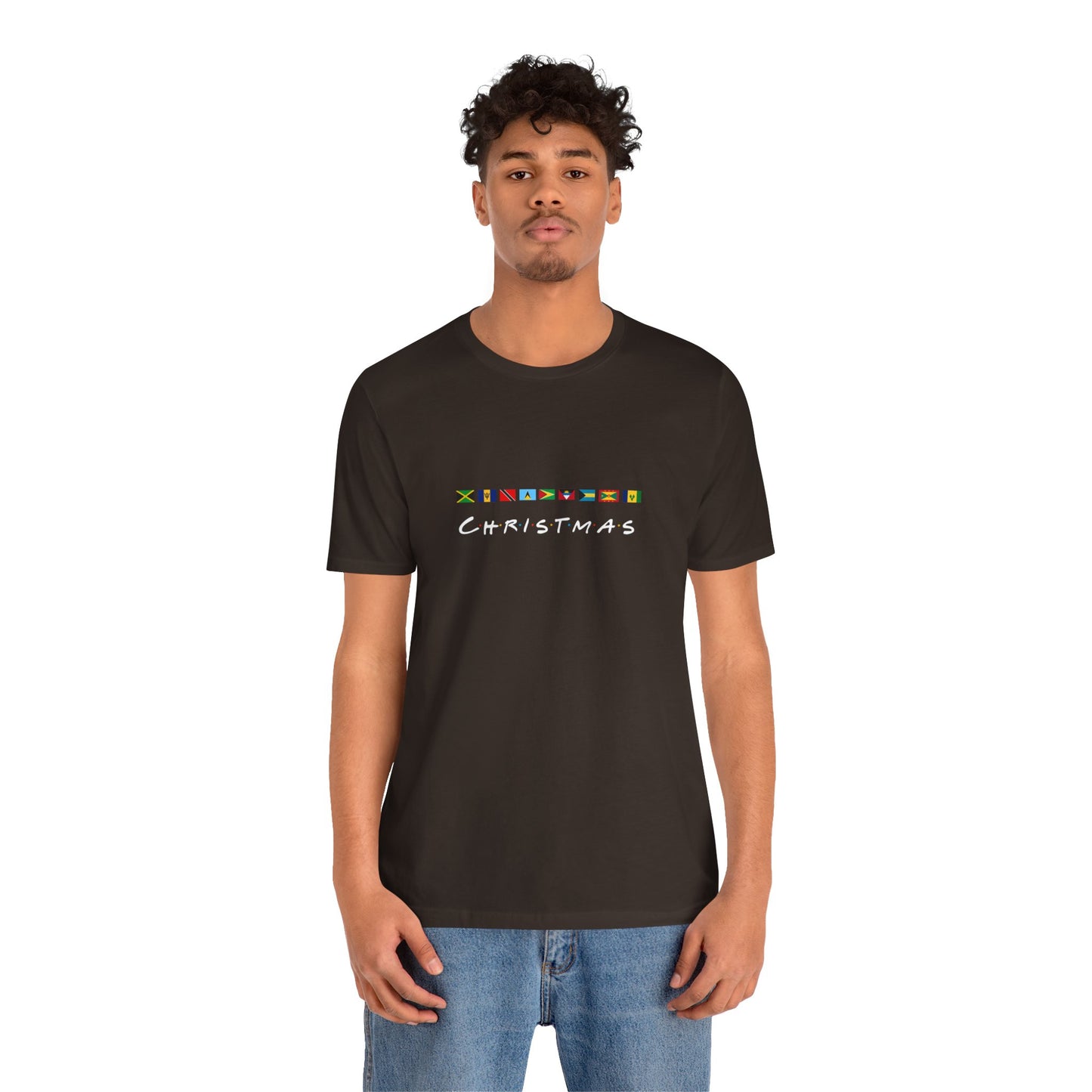 Christmas Caribbean Flags  Friends TV Show Font T-Shirt | Men's And Women's