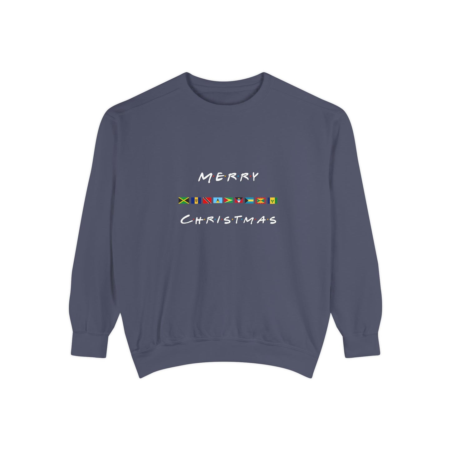 Merry Christmas Caribbean Flags Friends TV Show Font  Sweatshirt | Men's And Women's