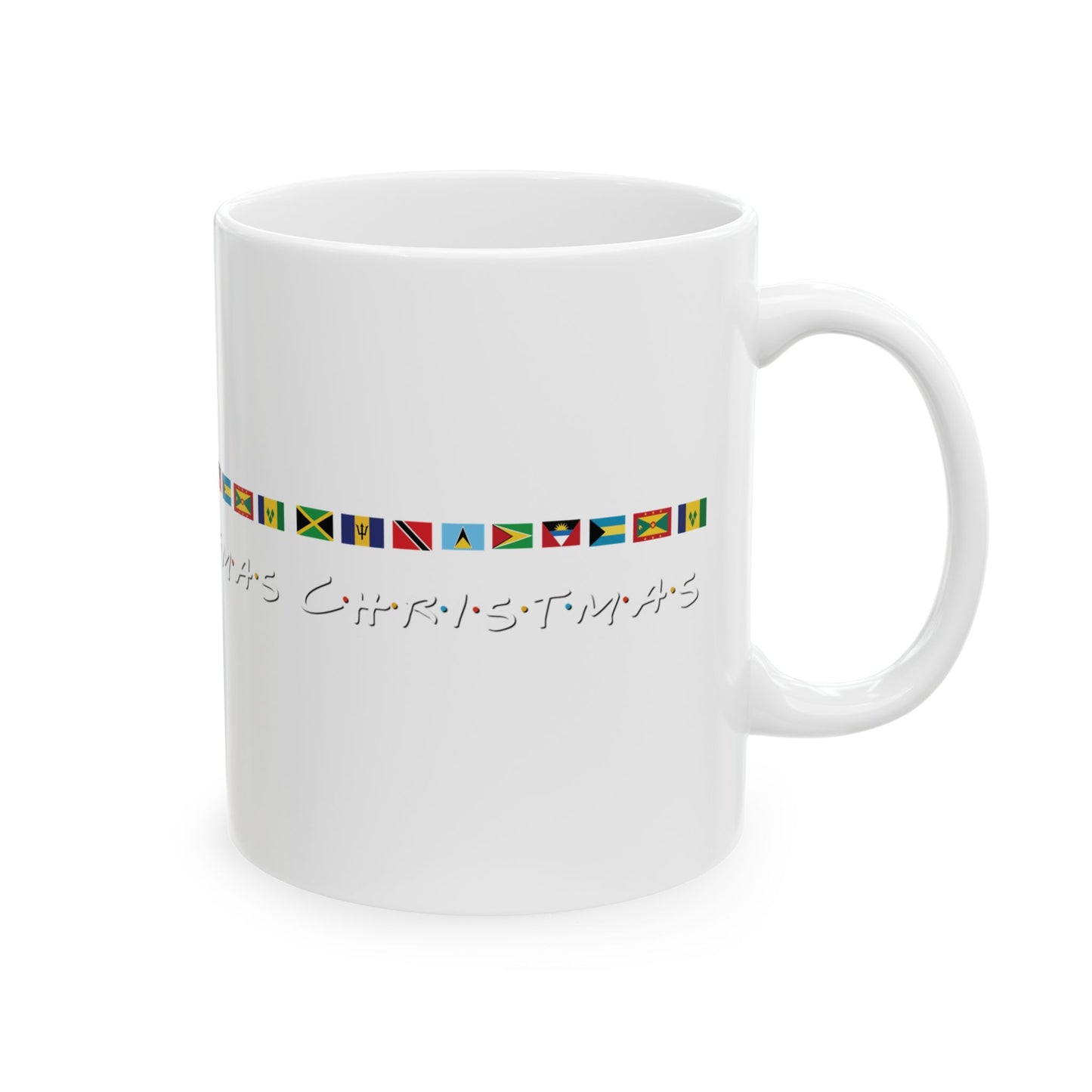 Christmas Caribbean Flags Friends TV Show Font  | Ceramic Mug , (11oz)