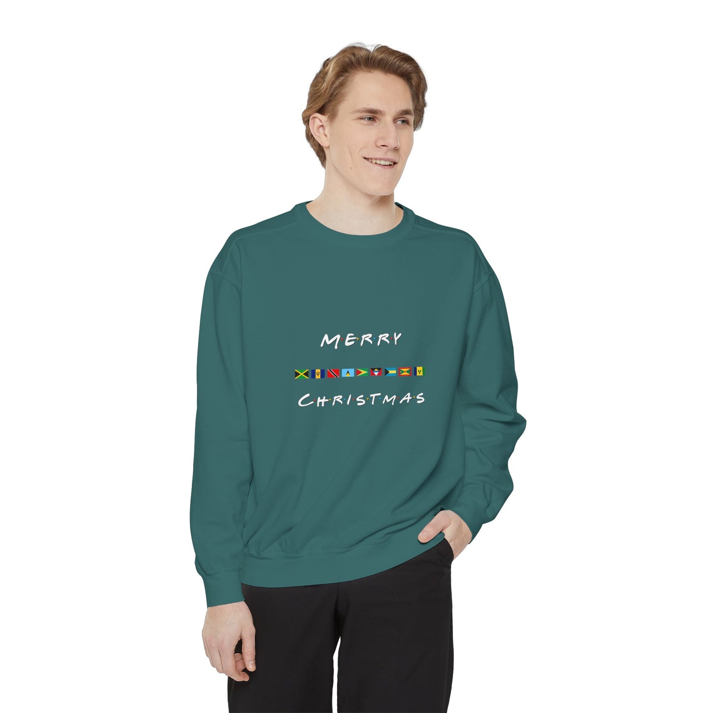 Merry Christmas Caribbean Flags Friends TV Show Font  Sweatshirt | Men's And Women's