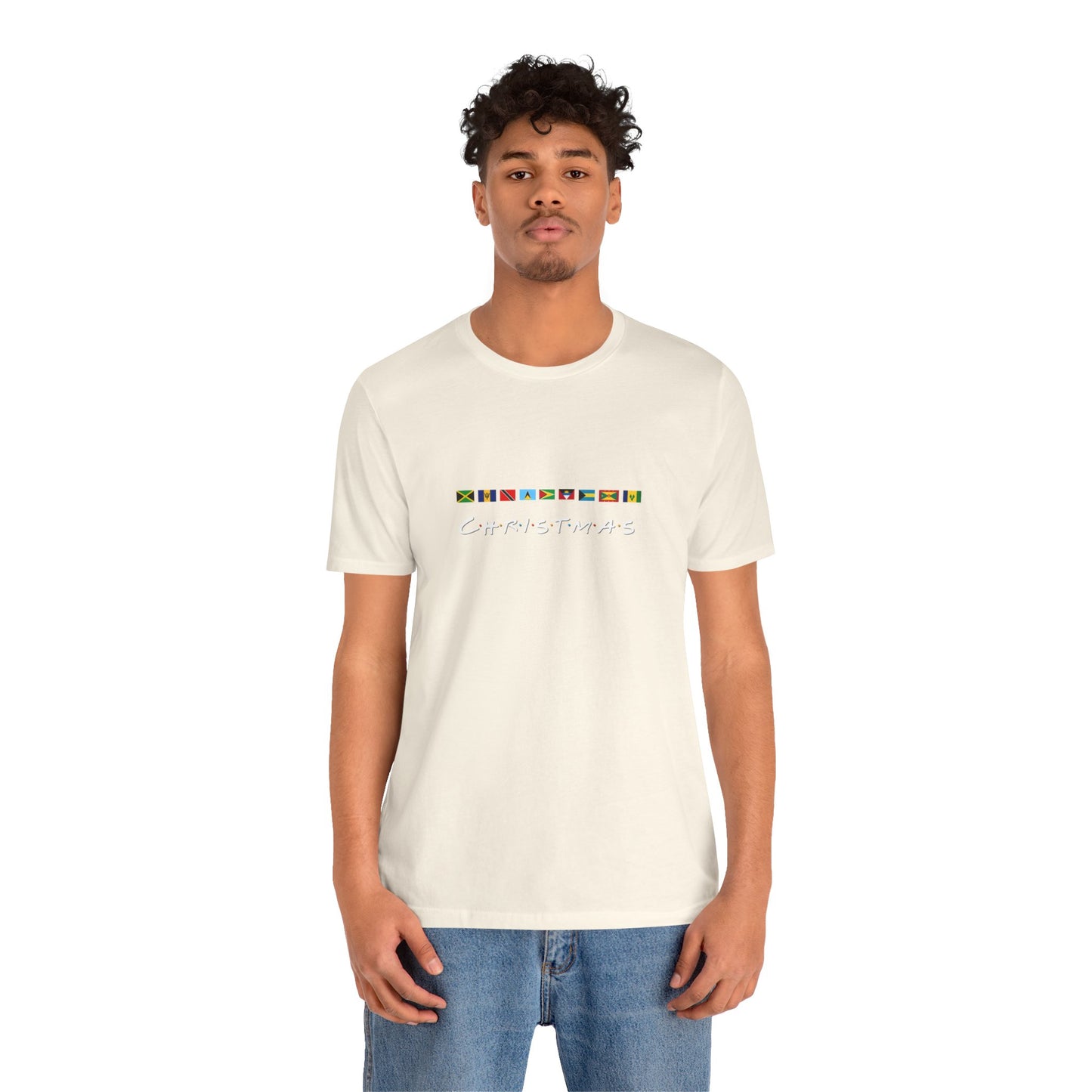 Christmas Caribbean Flags  Friends TV Show Font T-Shirt | Men's And Women's