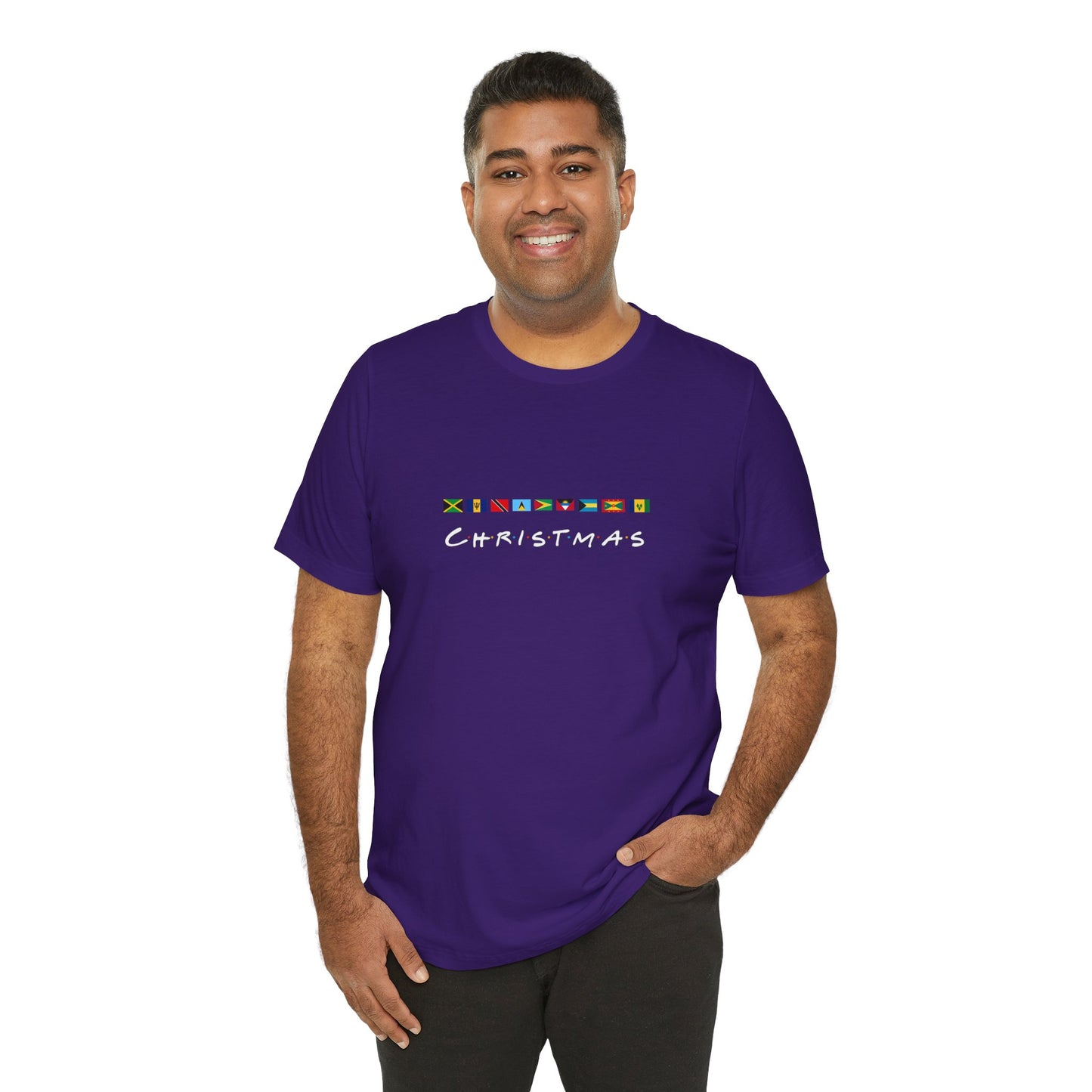 Christmas Caribbean Flags  Friends TV Show Font T-Shirt | Men's And Women's