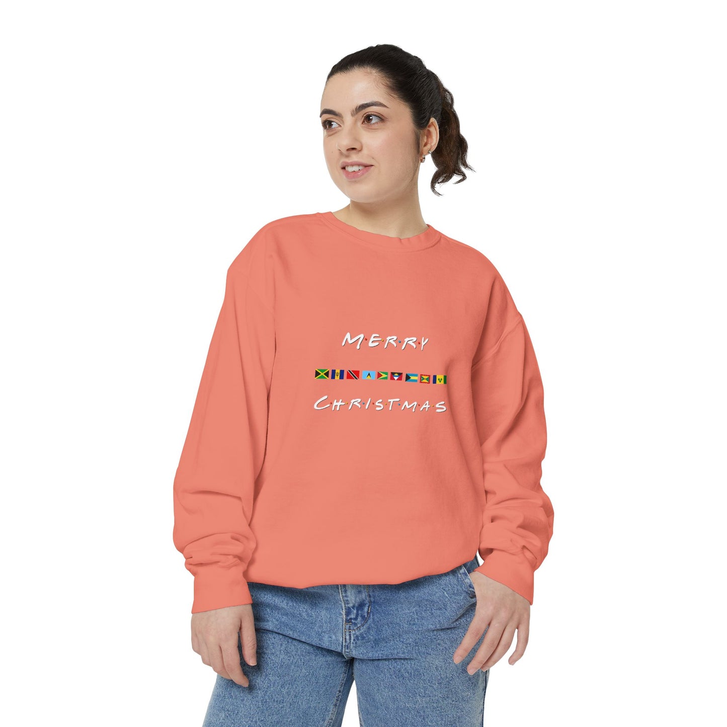 Merry Christmas Caribbean Flags Friends TV Show Font  Sweatshirt | Men's And Women's