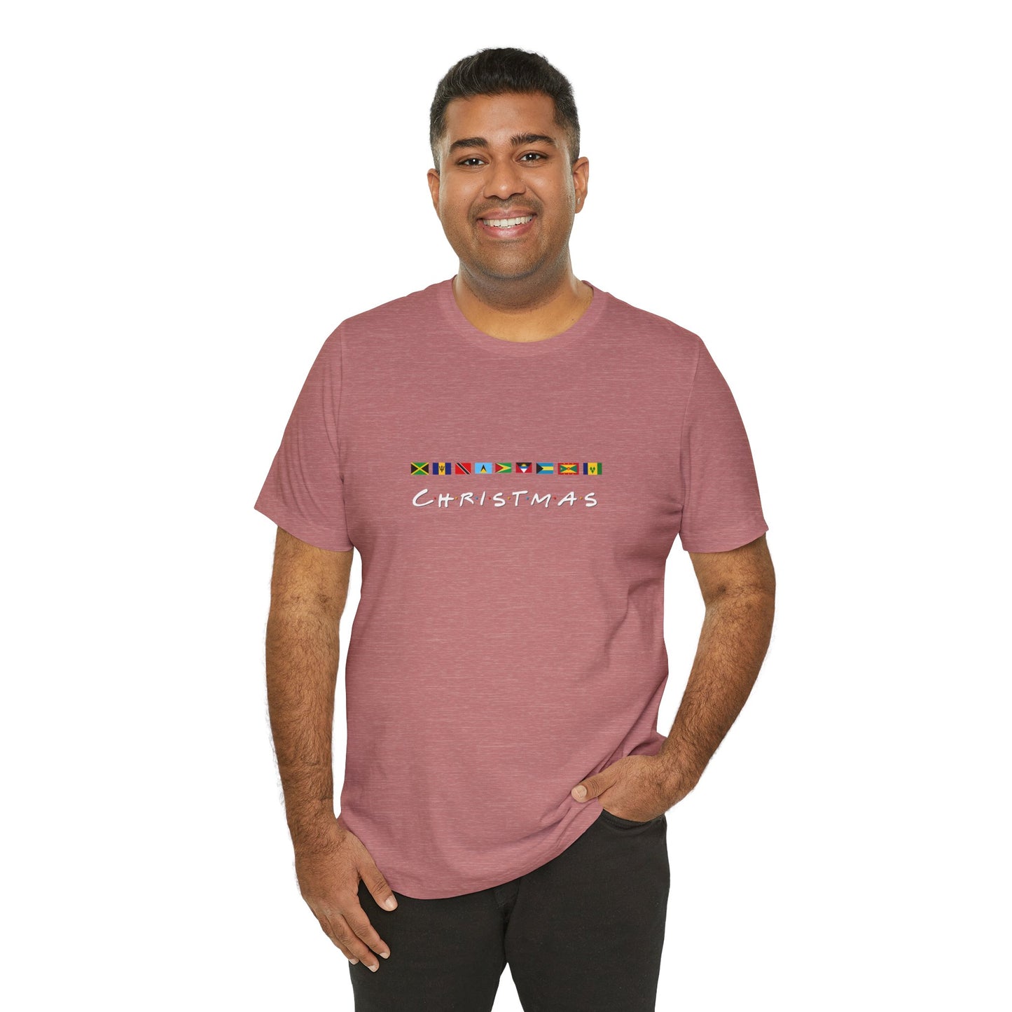 Christmas Caribbean Flags  Friends TV Show Font T-Shirt | Men's And Women's