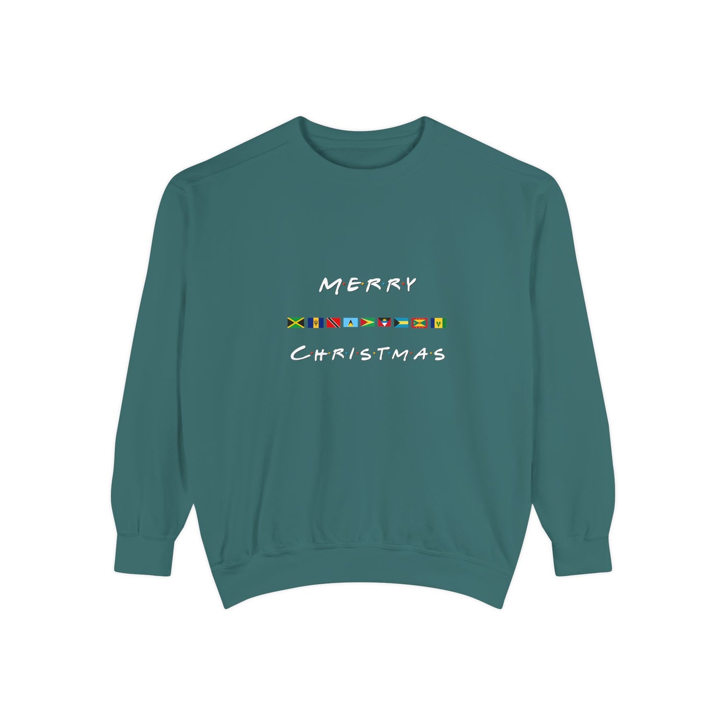 Merry Christmas Caribbean Flags Friends TV Show Font  Sweatshirt | Men's And Women's