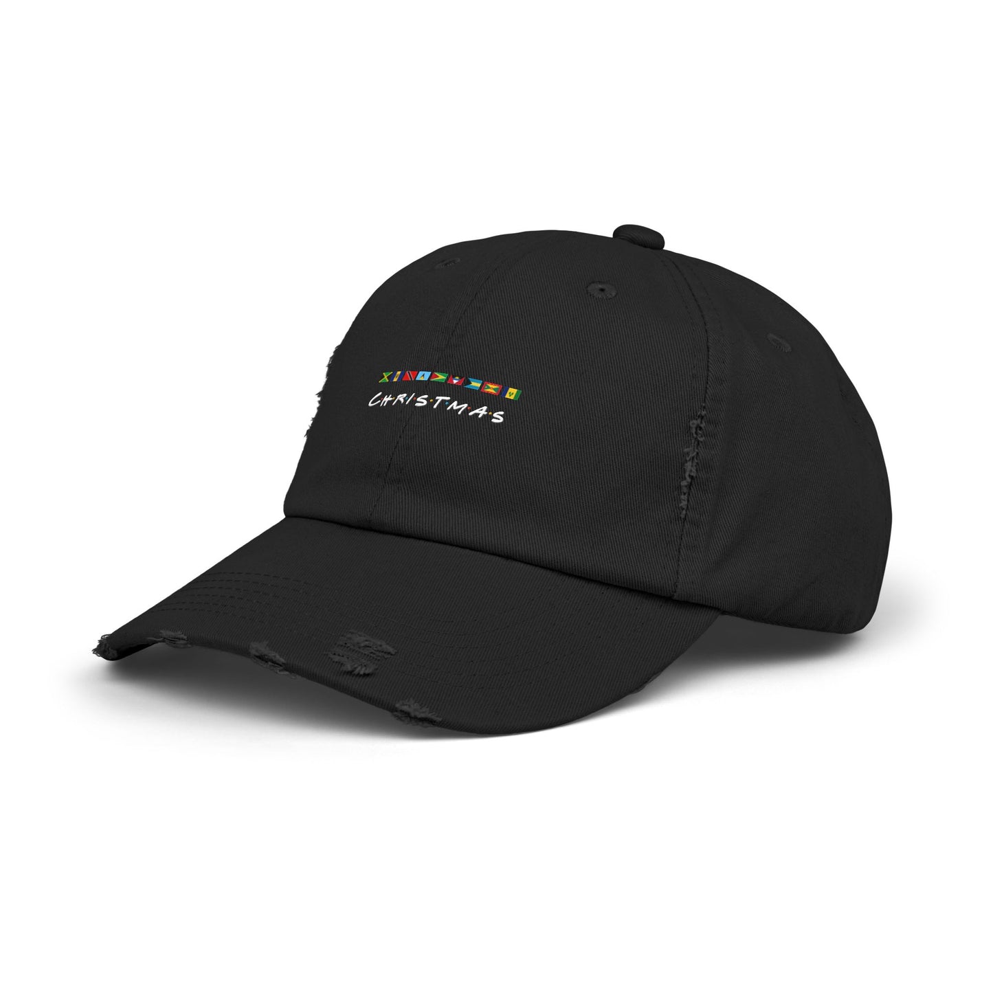 Christmas Caribbean Flags Friends TV Show Font Distress Cap | Men's And Women's