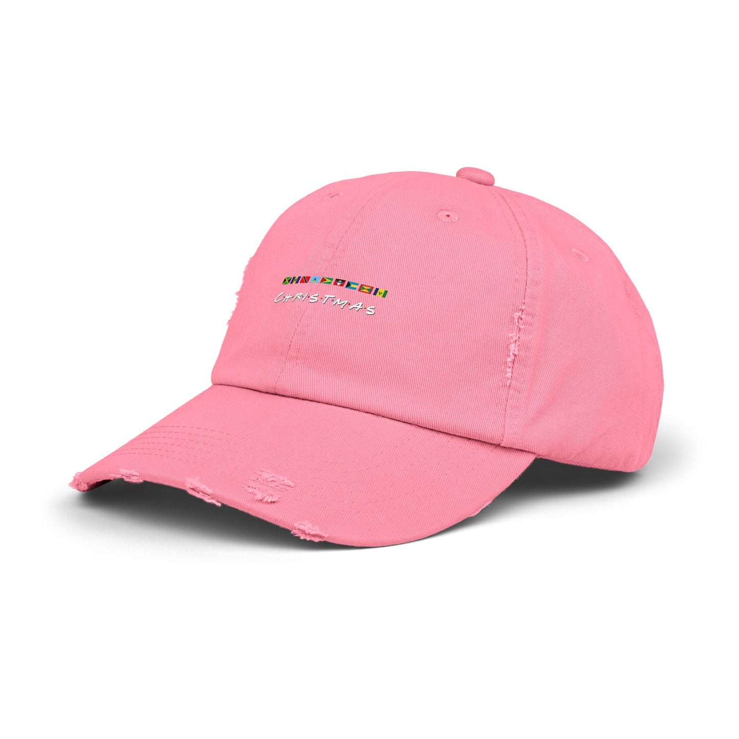 Christmas Caribbean Flags Friends TV Show Font Distress Cap | Men's And Women's