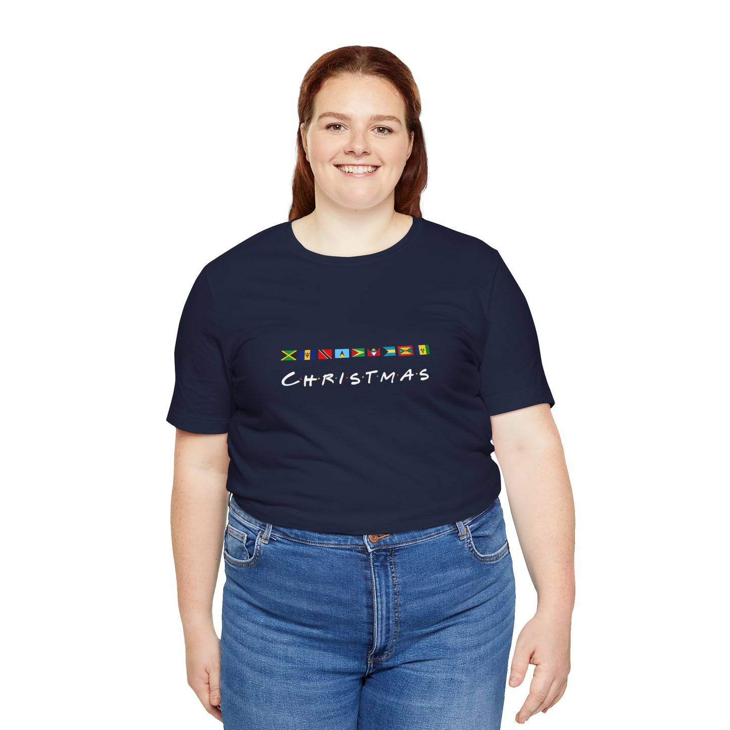 Christmas Caribbean Flags  Friends TV Show Font T-Shirt | Men's And Women's