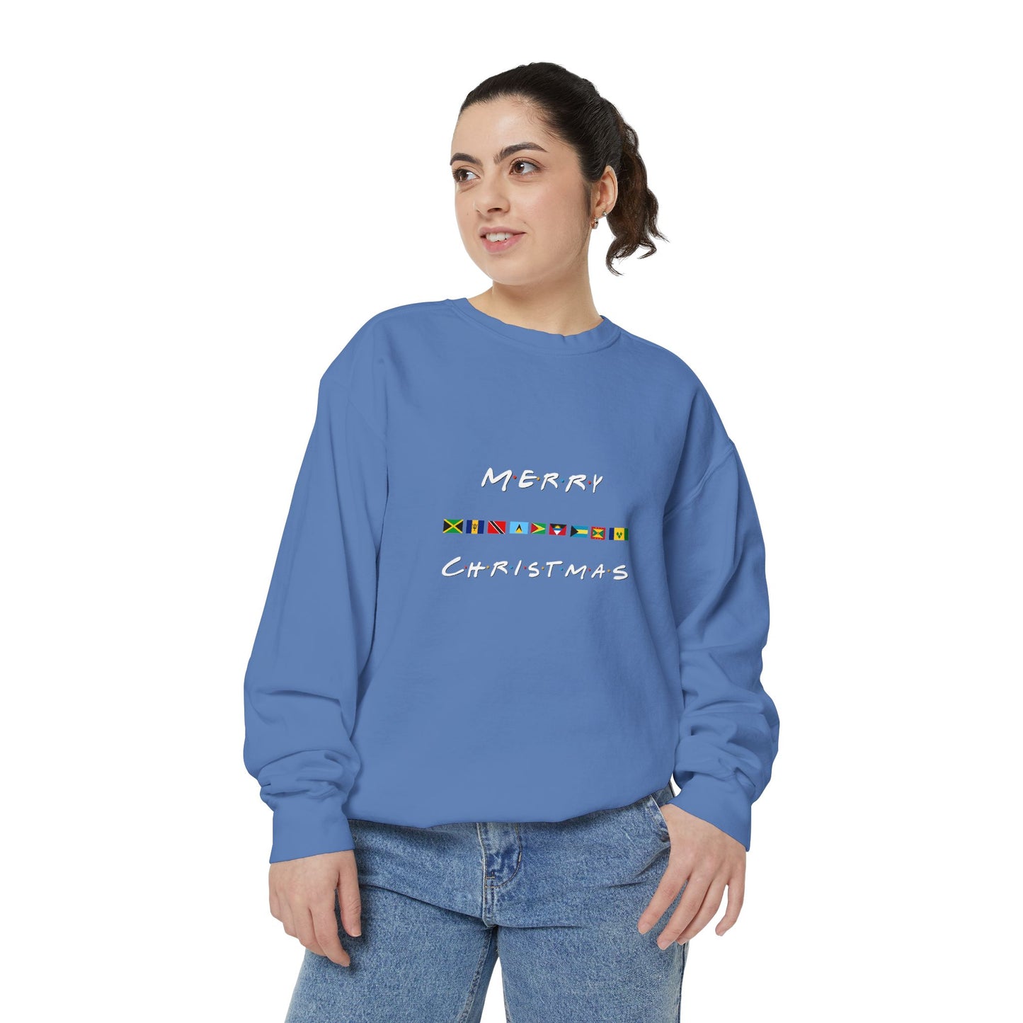 Merry Christmas Caribbean Flags Friends TV Show Font  Sweatshirt | Men's And Women's