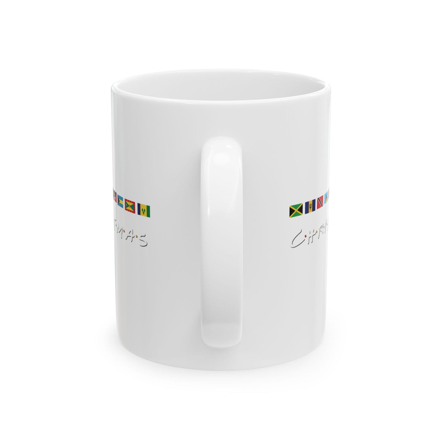 Christmas Caribbean Flags Friends TV Show Font  | Ceramic Mug , (11oz)