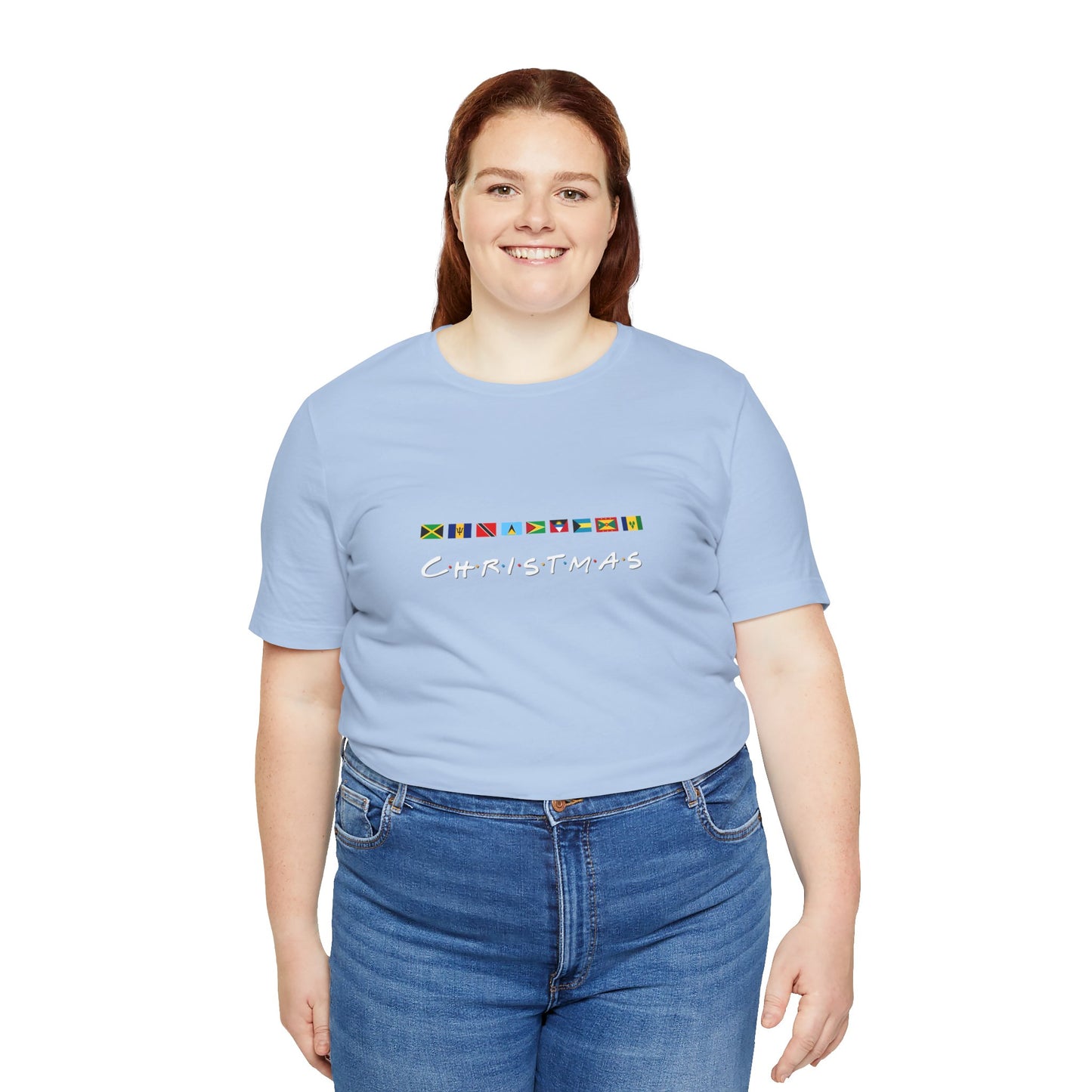 Christmas Caribbean Flags  Friends TV Show Font T-Shirt | Men's And Women's