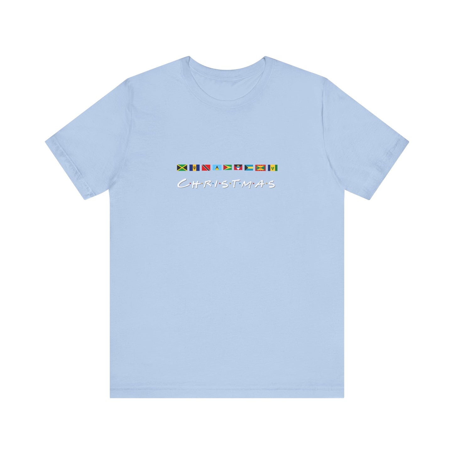 Christmas Caribbean Flags  Friends TV Show Font T-Shirt | Men's And Women's