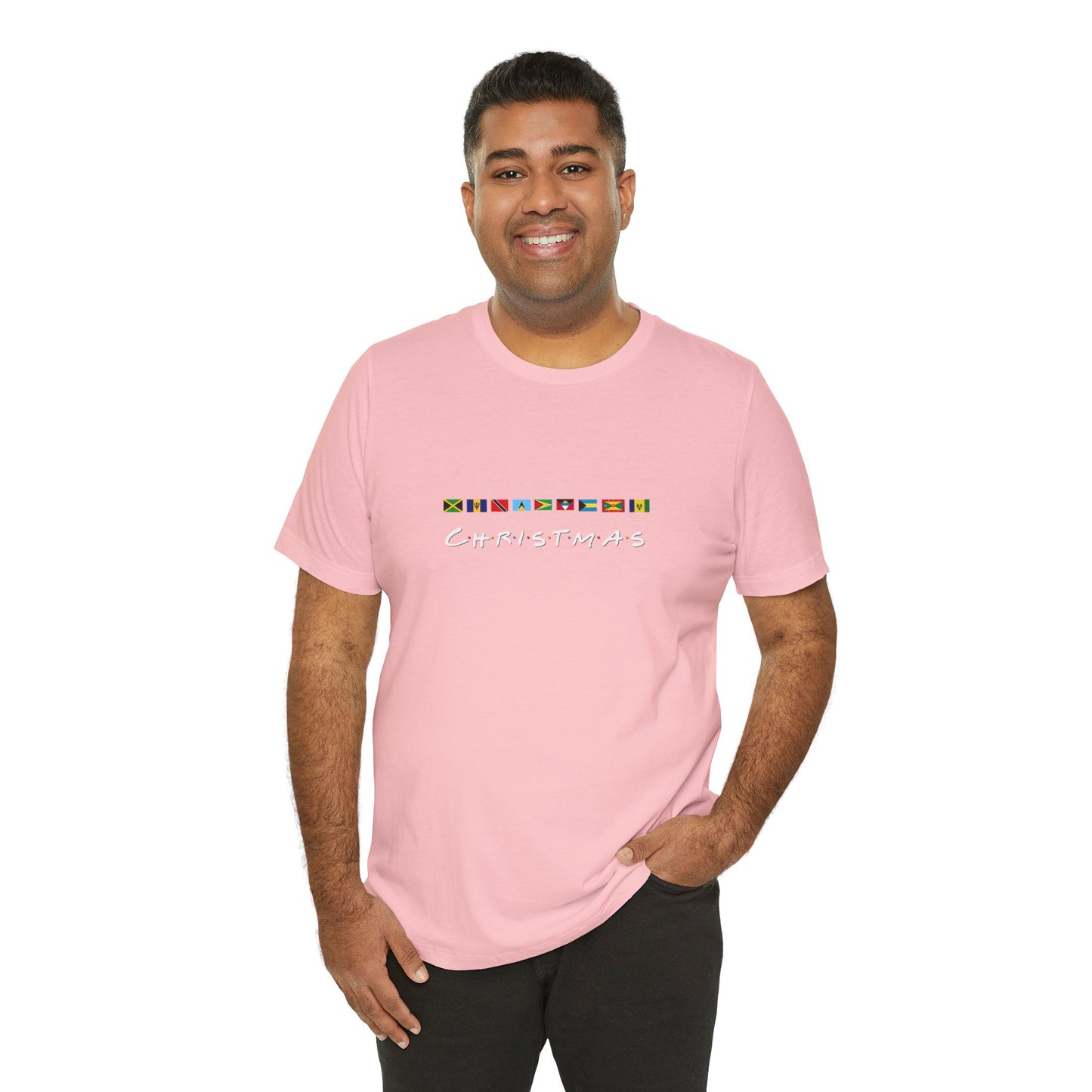 Christmas Caribbean Flags  Friends TV Show Font T-Shirt | Men's And Women's