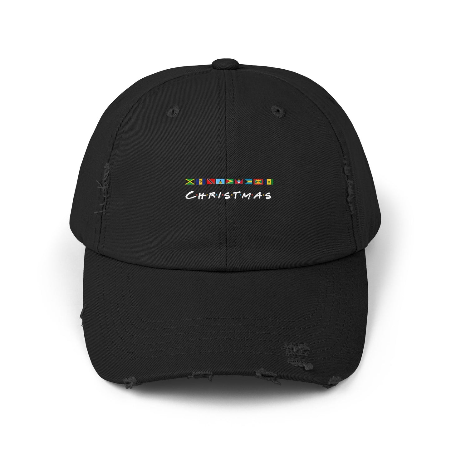 Christmas Caribbean Flags Friends TV Show Font Distress Cap | Men's And Women's