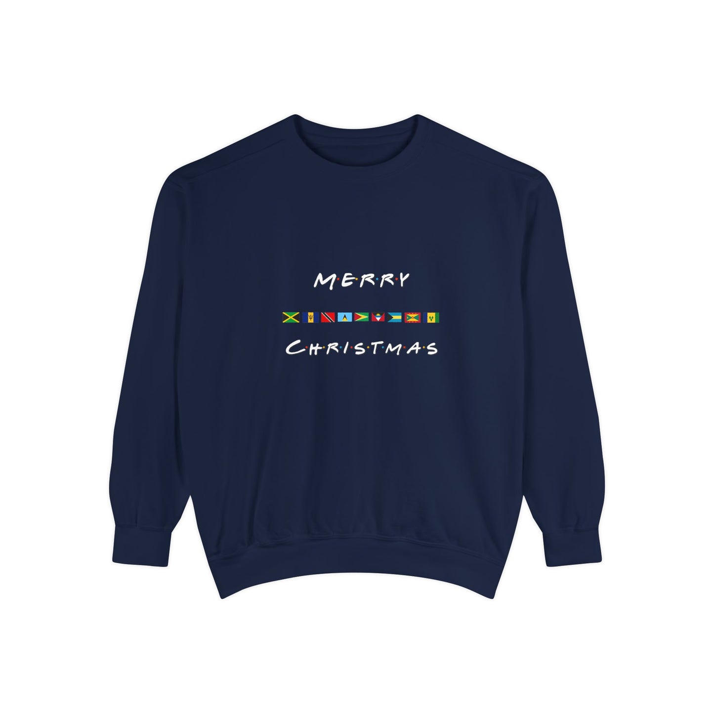 Merry Christmas Caribbean Flags Friends TV Show Font  Sweatshirt | Men's And Women's