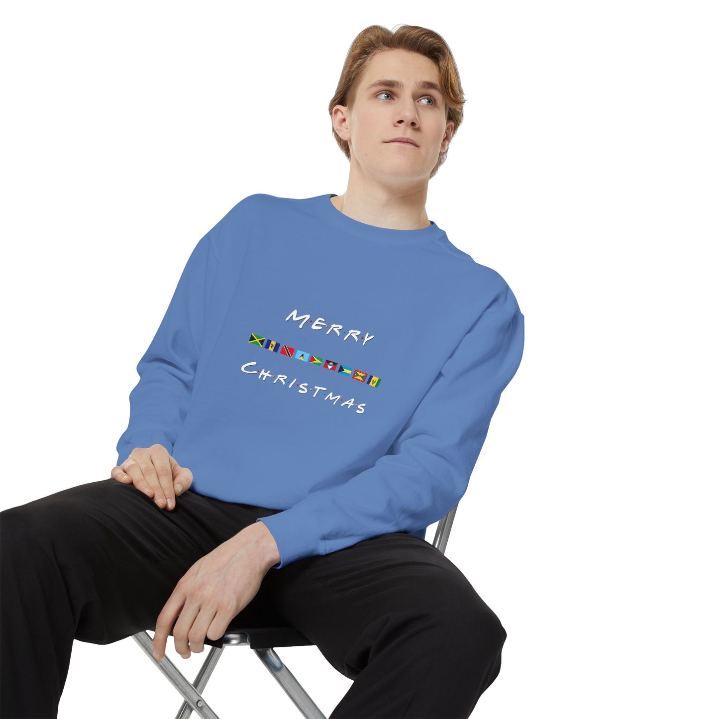 Merry Christmas Caribbean Flags Friends TV Show Font  Sweatshirt | Men's And Women's