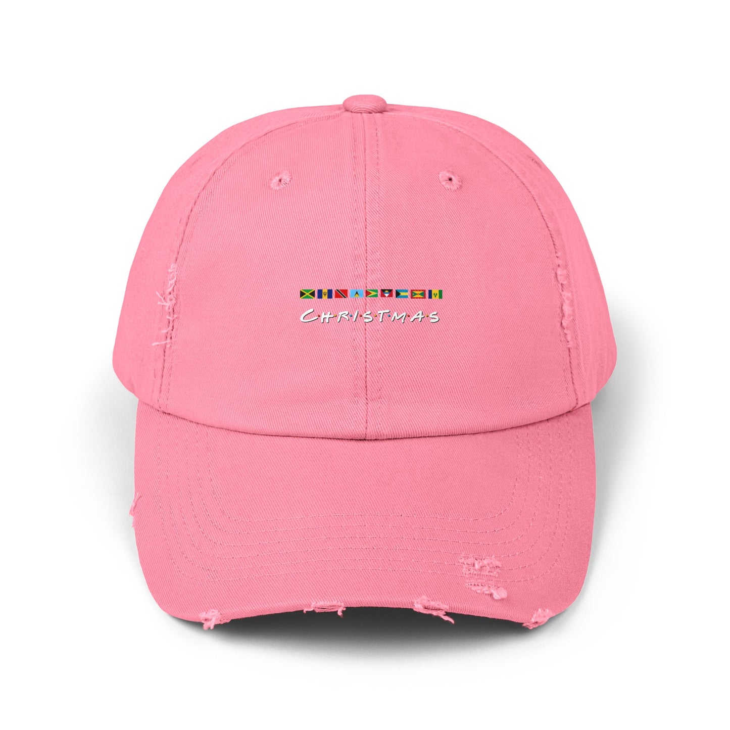 Christmas Caribbean Flags Friends TV Show Font Distress Cap | Men's And Women's