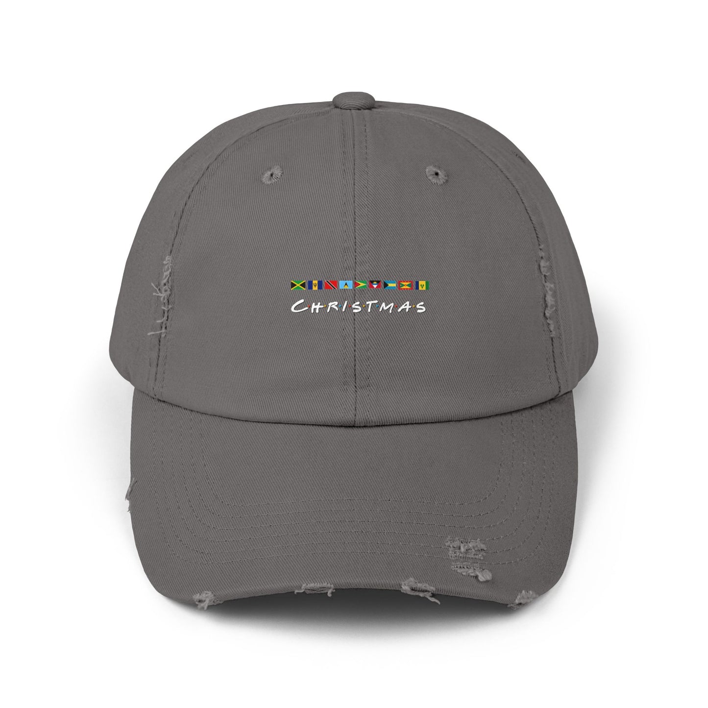 Christmas Caribbean Flags Friends TV Show Font Distress Cap | Men's And Women's