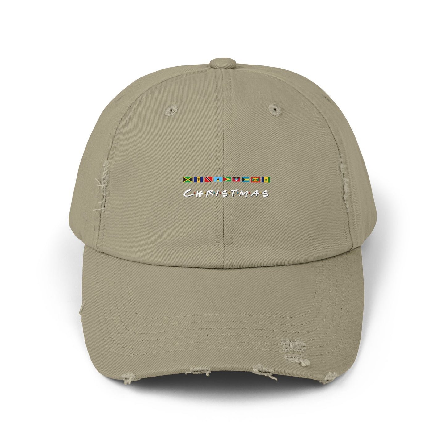 Christmas Caribbean Flags Friends TV Show Font Distress Cap | Men's And Women's