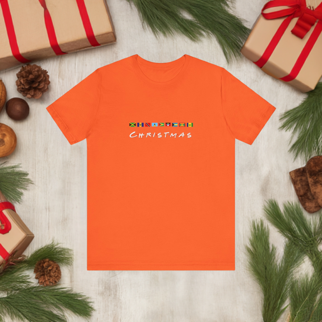 Christmas Caribbean Flags  Friends TV Show Font T-Shirt | Men's And Women's